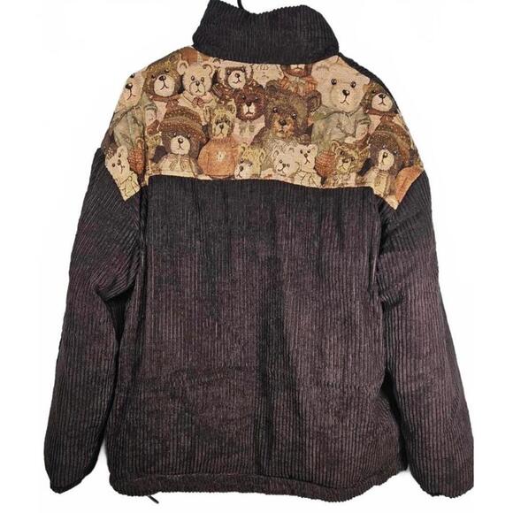 Stiwaup Women's Cozy Plush Bear-Themed Corduroy Jacket - Picture 3 of 8